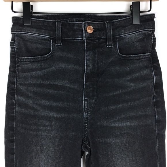 AMERICAN EAGLE Jeans Highest Rise Jegging Crop Faded Black Wash Size 4 Regular - Picture 2 of 15